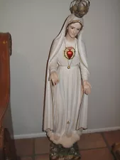 44" Our Lady of Fatima with Metal Crown Virgin Mary Mother Statue Figurine Italy