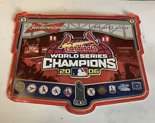 2006 BUDWEISER ST LOUIS CARDINALS WORLD SERIES CHAMPS 28”X 23” METAL BAR SIGN