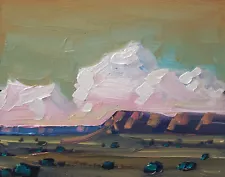 Hawkins Original Landscape Art Southwest Desert Storm Clouds Impressionism Paint