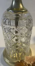 VTG European Style 24% Lead Crystal Brass Boudoir Table Lamp 9.5” Tested/Working