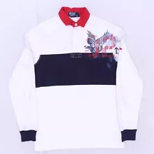 C7884 VTG 90s Polo Ralph Lauren Long Sleeve Cloud Busters Rugby Shirt Size S