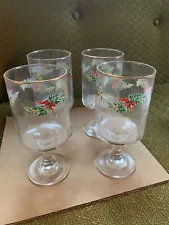 Pfaltzgraff Christmas Heritage Water Goblets 10 Oz Set Of 4 NOS 1984