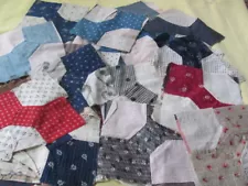 53 cotton Bow Tie quilt blocks from early 1900's hand stitched from estate