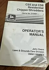 John Deere CS5 and CS8 Residential Chipper Shredders Operators Manual OMM119652