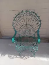 VINTAGE SALTERINI STYLE METAL PEACOCK CHAIR