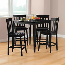 Black Wood Table And 4 Chairs Set For Dining Room Counter Height Clearance Sale