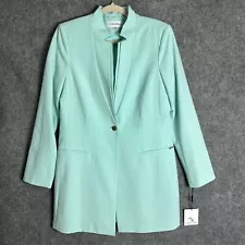 NEW Calvin Klein Blazer Jacket Women's 10 Seafoam Green Long Line Lined 1 Button