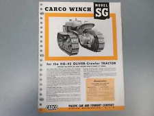 Oliver Cargo Model SG Winch Sales Brochure 1 Page for HG-42 Crawler