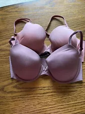 Two Victoria’s Secret Bra Lined Perfect Coverage Size 36D Rhinestone V Wire