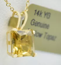 GENUINE 1.22 Cts YELLOW TOPAZ PENDANT 14k YELLOW GOLD - Free Appraisal Service