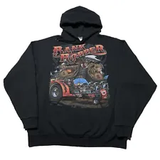 Vintage Drag Racing Hoodie Men’s XL Black Pullover “Bank Robber” Motorsports Art