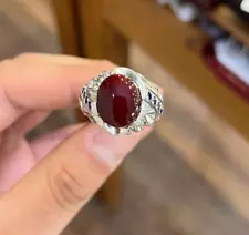 Beautiful 925 Sterling Silver Ring With Stunning Red Star Ruby For Sale