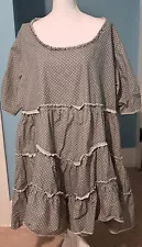 Farmhouse Frocks Dress Women XXL Tiered Ruffles Polka Dots Lagenlook Amish