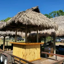 Custom Built Tiki Bar with Synthetic 20 yr Thatch Roof heavy duty 7ftx9ft roof