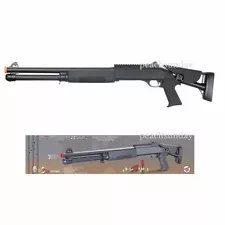 Double Eagle M56DL Tri-Shot Spring Airsoft Shotgun Long Barrel Retractable Stock