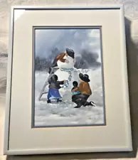 Collectible TheSnowmanVERA KIRKPrintAmishBatiksWatercolors Framed Matted SALE