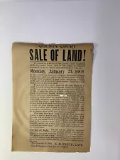 Covington Tennessee Antique 1901 County Court Sale Of Land Notice Handbill