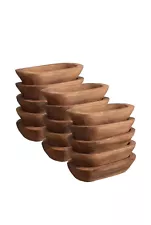 15 Pieces Wood Dough Bowl Rustic Bowl Bulk Vintage Wooden Dough Bowls Brown