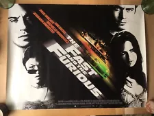 The Fast And The Furious UK Quad Original Film Movie Cinema Poster Vin Diesel