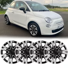 15" Wheel Covers Set of 4 Hub Caps Fit R15 Tire & Steel Rim Snap-On For Fiat 500