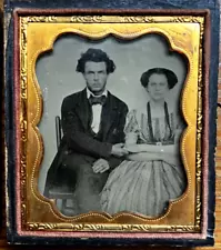 Civil War-era ambrotype of couple in patriotic case