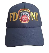 FDNY FIRE DEPARTMENT NEW YORK CITY BASEBALL HAT CAP BLACK EMBROIDERED STRAPBACK