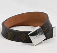 Louis Vuitton Monogram Belt Silver Buckle 80/32