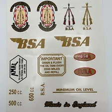 BSA FULL WET TRANSFER SET FOR CLASSIC MOTORCYCLES - UK SUPPLIED