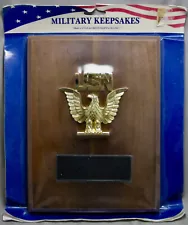 US Navy Military Wall Plaque USN Solid Hardwood w/ Golden Eagle - New Old Stock