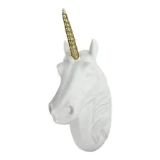 White Unicorn Head Gold Glitter Horn Unicorn Wall Mount Hobby Lobby 386940