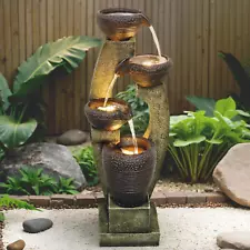 New Listing40” H Modern Outdoor Fountain - 4 Crocks Outdoor Garden Fountains with Contempor