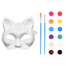 Blank Cat Masque Unpainted Blank DIY Animal Half Face Dress Up Masks for Party