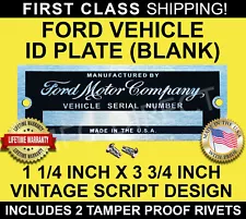 SERIAL NUMBER DATA PLATE MODEL TAG FORD (BLANK) CAR TRUCK FIRST CLASS SHIPPING (For: 1975 Ford Courier)