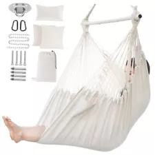 Modern Style Hanging Chair for Bedroom with 2 Cushions and Pillow () Beige