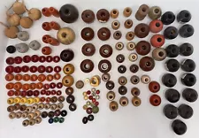 Vintage Mixed Lot Of 140+ Large Hole BOHO Wooden Beads for Macrame