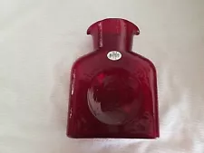 NEW Blenko Glass Beautiful Ruby Red 384 Water Bottle Acid Etched Made In 2023