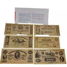 Confederate Currency Copies Antiqued Reproductions 6 Bills Set A 100s 5's & 1's