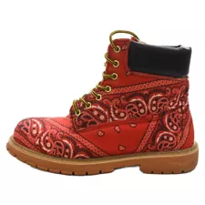 ROGIC LOGIC × NOT FOR SALE 7 HOLE PAISLEY PATTERN HIGH CUT BOOTS RED Used