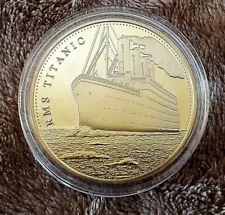 TITANIC Gold Coin Ship Voyage Across the Atlantic Ocean Map Old Journey Vintage