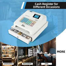 For Supermarket Retail LED Electronic Cash Register 48 Keys POS System w/ Drawer