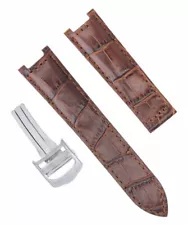 LEATHER WATCH STRAP BAND FOR 38MM CARTIER PASHA 20MM + DEPLOYMENT CLASP SS BROWN