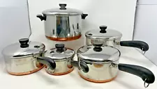 Vintage Revere Ware Copper Bottom 11 Piece Set 1801 Revere Ware Clinton Ill USA