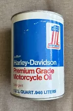 1970's Harley Davidson Blue No1 AMF Motorcycle Oil Can Unopened Composite Quart