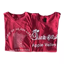 Chick-fil-A T Shirts Men size L M Large Medium MN Minnesota Apple Valley Red x2