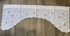New ListingBlue Floral Embroidery On White Kitchen Curtain Swag