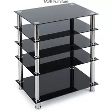 5-Tier Glass Audio Video Tower TV Rack for TV/Xbox/Gaming Consoles/Media