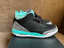 Jordan 3 retro tiffany 2014 size 6.5y pre-owned 100% authentic black turquoise