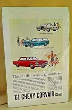 CHEVY CORVAIR 1961 ADVERTISING PRINT MONZA CLUB COUPE LAKEWOOD 500 4 DOOR 10X7.