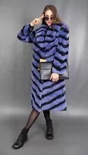 12610 NEW SUPERIOR REX CHINCHILLA FUR COAT JACKET VERY LONG BEAUTIFUL SIZE M