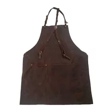 ApronMen Premium Waxed Canvas Apron Genuine Leather Straps Adjustable Size